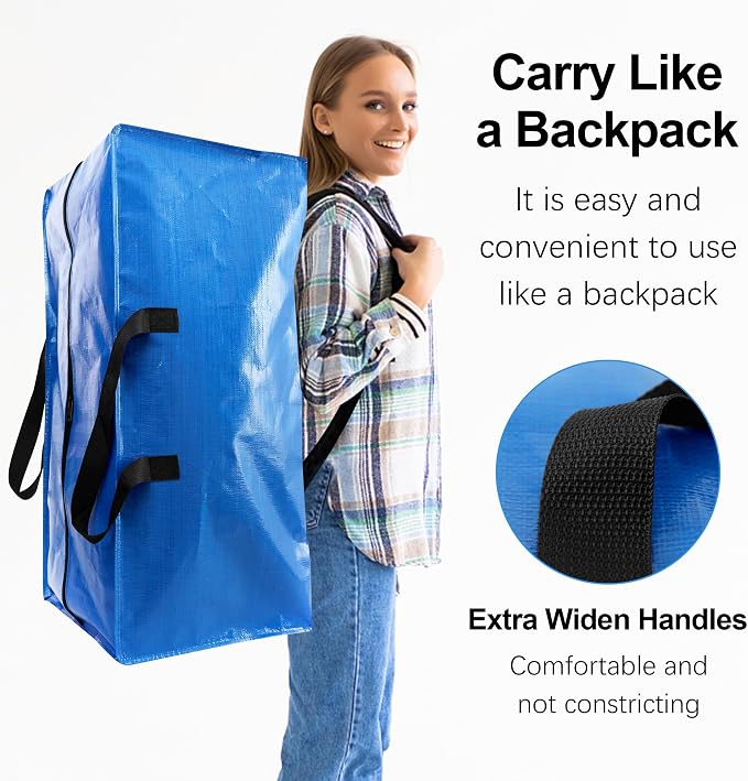 6 Pack Heavy Duty Extra Large Moving Bags W/Backpack Straps - Image 4