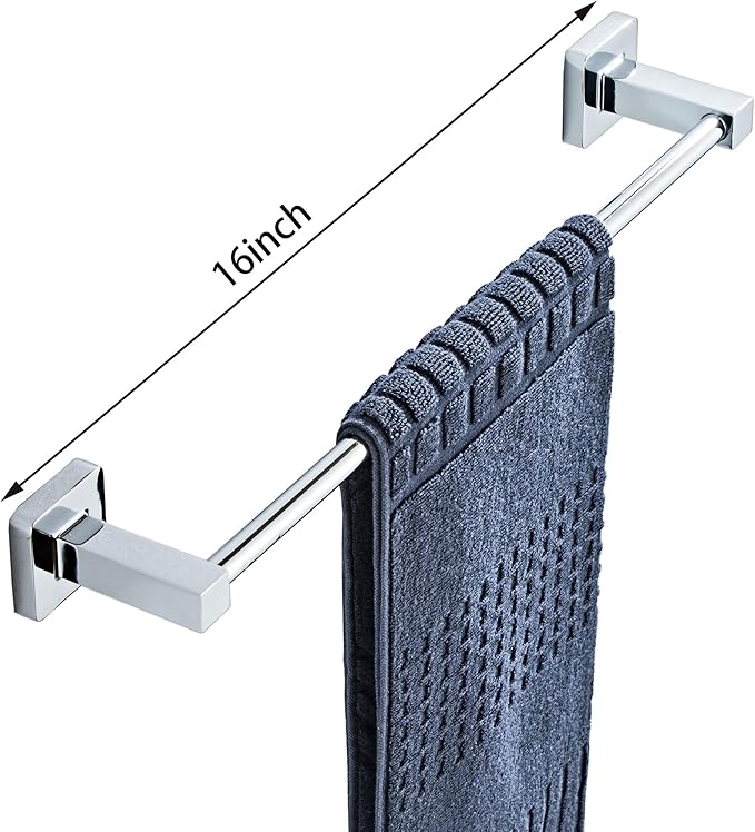Chrome Bathroom Hardware Set 4 Pieces, Towel Bar Set Stainless Steel Wall - Image 2