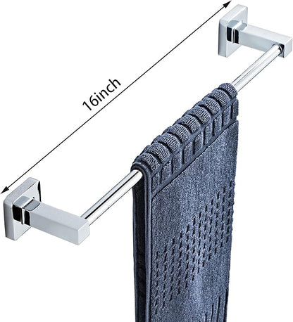 Chrome Bathroom Hardware Set 4 Pieces, Towel Bar Set Stainless Steel Wall - Image 2
