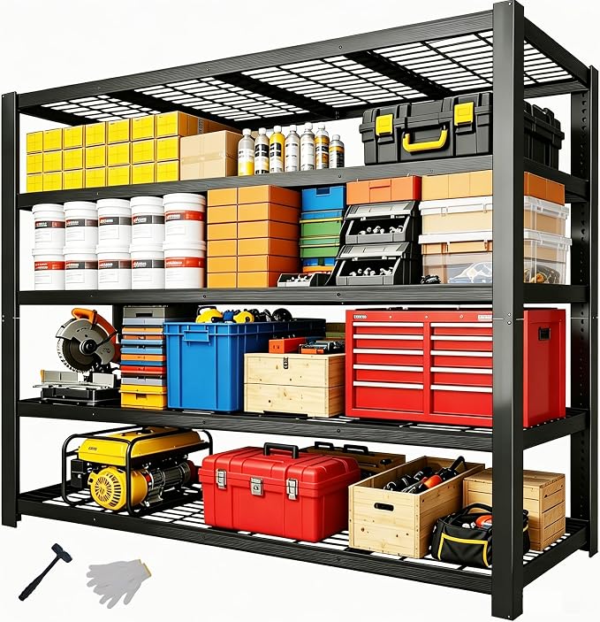 84" H Heavy Duty Wire Garage Shelving, 5-Tier Adjustable Industrial Metal by Unknown