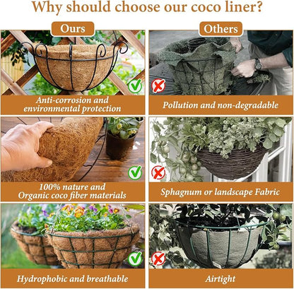 6 Pack 16 Inch Hanging Basket Coco Liners Replacement, 100% Natural Round - Image 4