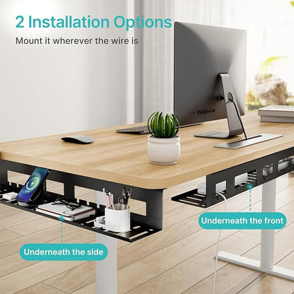 Under Desk Cable Management Tray, 31.5 Inches Metal Cord Organizer Rack - Image 2