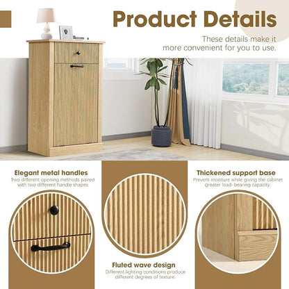 Grepatio Tilt Out Fluted Laundry Hamper Cabinet, 11 Gallon Hidden Laundry Hamper - Image 7