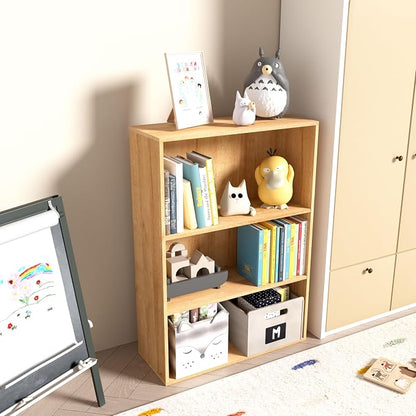 Wooden 3 Tier Book Shelf, 3 Cube Storage Organizer, 3 Tier Low Bookcase Storage - Image 5
