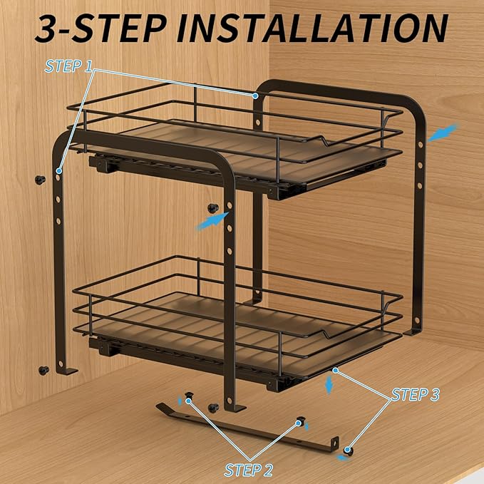 BOIVSHI 2-Tier Spice Rack, Pull Out Cabinet Organizer Spice Racks Height - Image 5