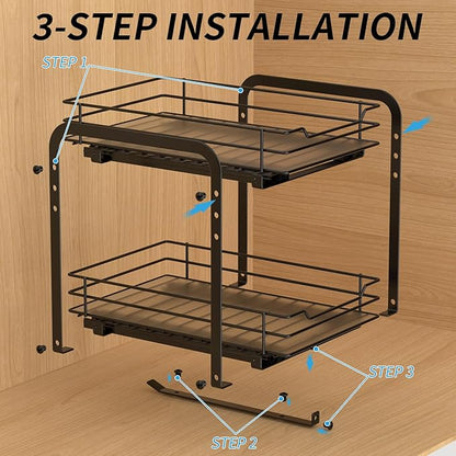 BOIVSHI 2-Tier Spice Rack, Pull Out Cabinet Organizer Spice Racks Height - Image 5