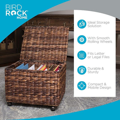 BIRDROCK HOME Seagrass Rolling File Cabinet - Image 3