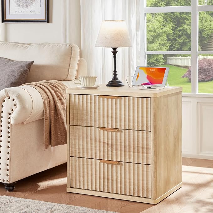 LEYAOYAO Fluted Nightstand Set of 2 - Image 2