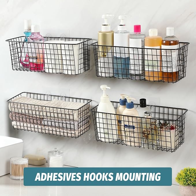4 Set Hanging Wall Mount Storage Baskets - Image 6