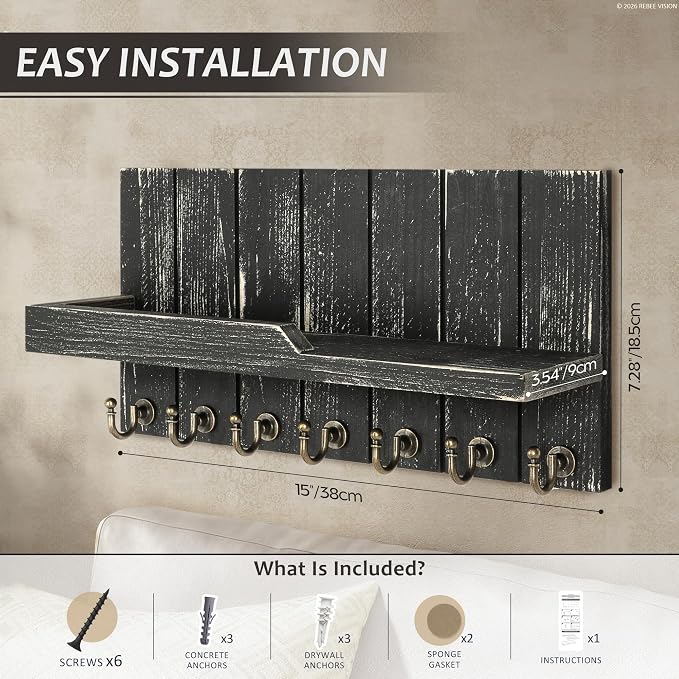 Rebee Vision Rustic Key Holder Wall Mount - Image 2