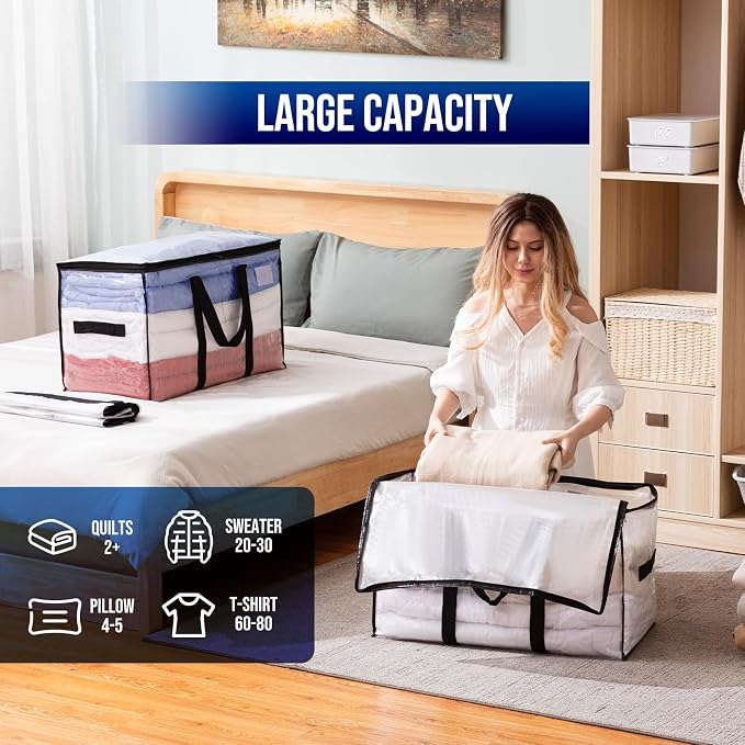 TAILI Extra Large Moving Bags, 8 Pack Clear Heavy Duty Totes - Image 4