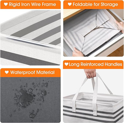 2 Pack Large Home Laundry Basket, Laundry Hamper, Freestanding Waterproof Dirty - Image 3