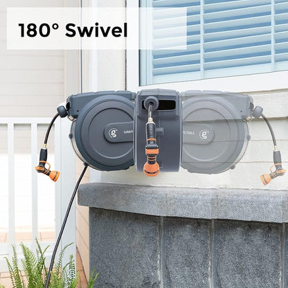 Giraffe Tools Retractable Hose Reel 1/2 in x130 FT PRO Metal Bracket Wall - Image 4