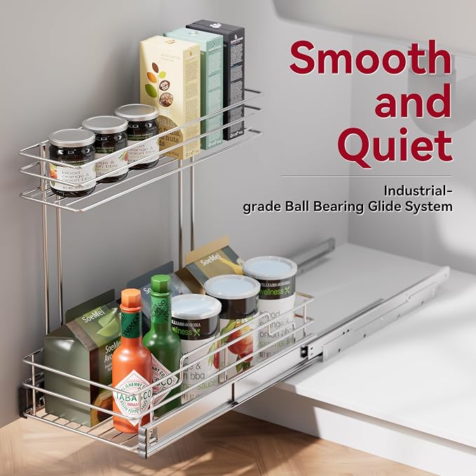 Under Sink Organizer 2 Packs, Pull Out Cabinet Organizer 2 Tier, Under Sink - Image 5