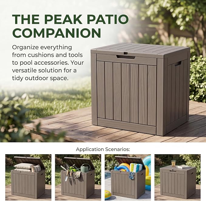 35 Gallon Deck Box Outdoor Waterproof, Resin Storage Box Outdoor Lockable - Image 2