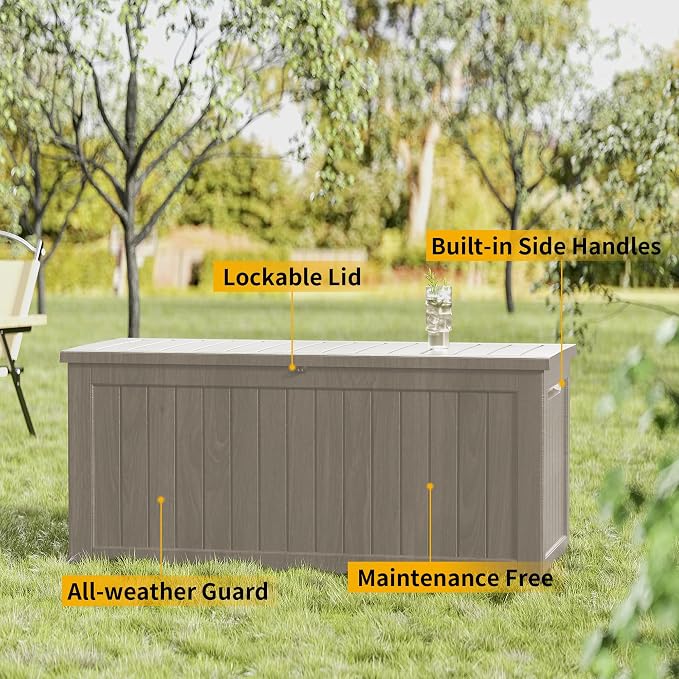 270 Gallon Outdoor Storage Box Waterproof Lockable Resin Deck Box Large - Image 6