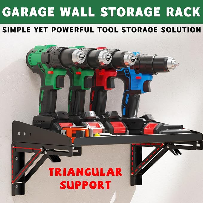 ULIBERMAGNET Garage Folding Storage Rack Shelves, 200LB Metal Wall Mounted - Image 4