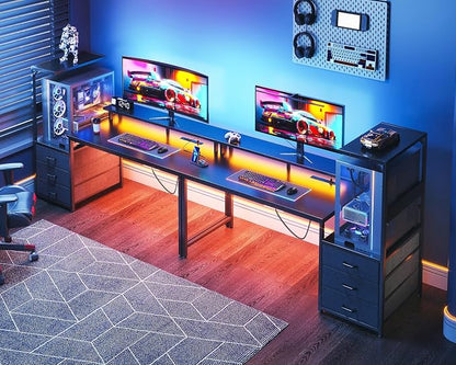 AODK 63 inch Gaming Desk with PC Display Stand, Reversible Steel Wood Computer - Image 8
