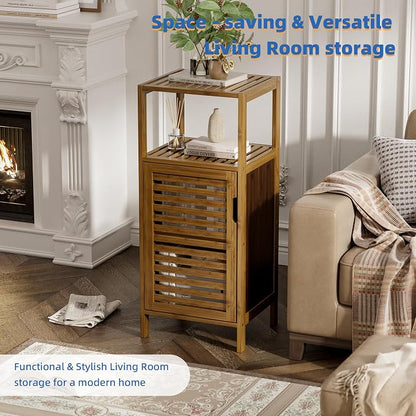 HITNET Bathroom Cabinet, Bamboo Floor Cabinet Free Standing, 4 Tier Sofa Side - Image 4