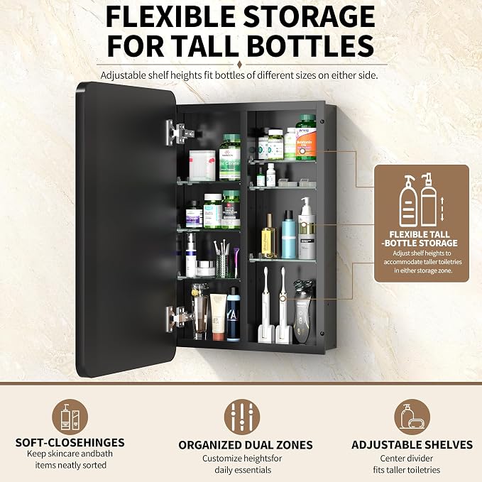 16x24 Black Medicine Cabinet - Image 3