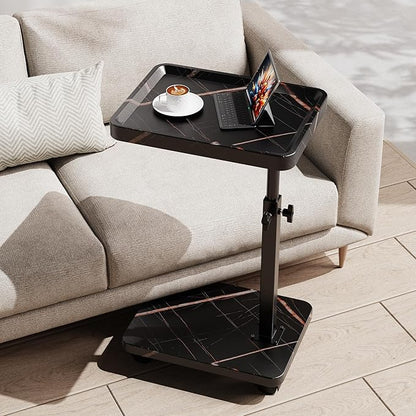 C Table End Table Adjustable Height, 360°Swivel TV Tray Table by SJIE