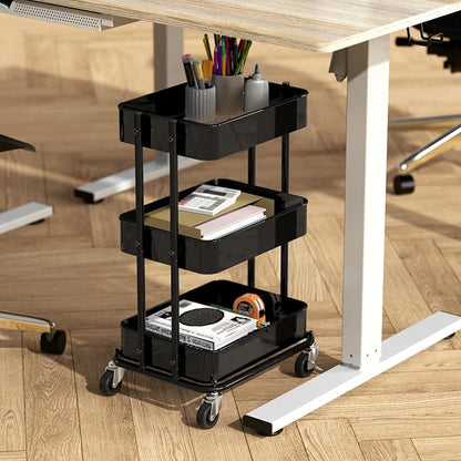 Simple Houseware 3-Tier Compact Utility Rolling Cart, Low 24” Height Fits Under - Image 2