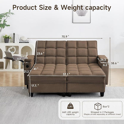 70.9" Chaise Lounge Chair Indoor, Oversized Boucle Upholstered Sofa Bed - Image 2