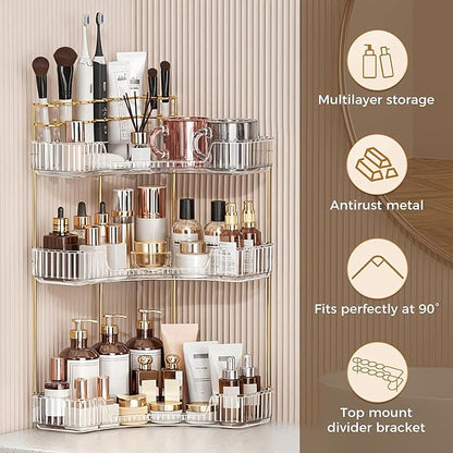 BEFSOP Corner Bathroom Counter Organizer, Upgraded 3-Tier Makeup Organizer - Image 5