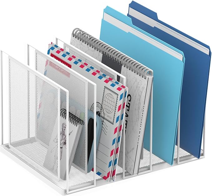 File Organizer for Desk, 5-Section Vertical File Sorter, Paper Holder Organizer by JMHUD