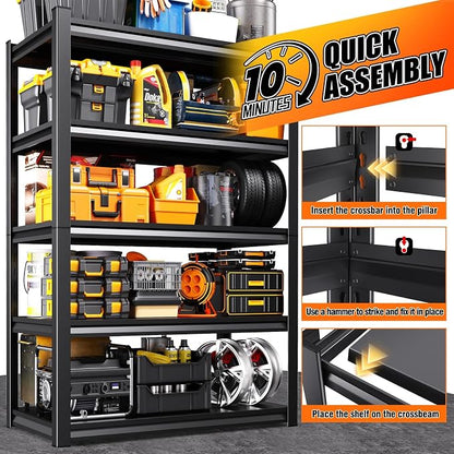71.2''H Storage Shelves, 2500lbs Garage Shelving, Adjustable Heavy Duty - Image 4
