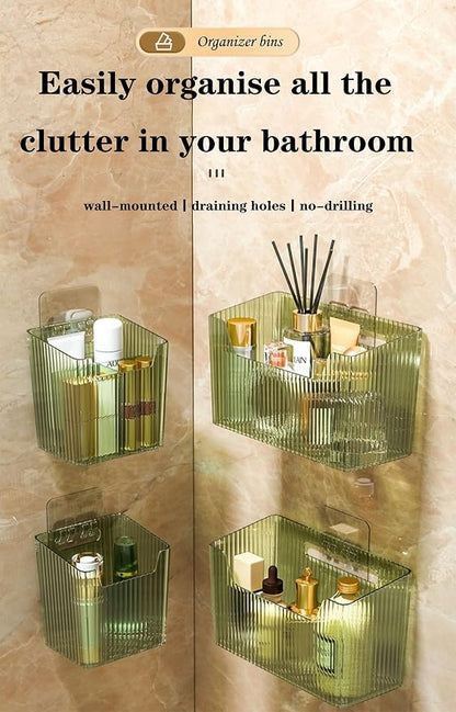 Set Of 2 Storage Organizer Bins Wall Mounted Shower Basket, Shower Caddy - Image 5