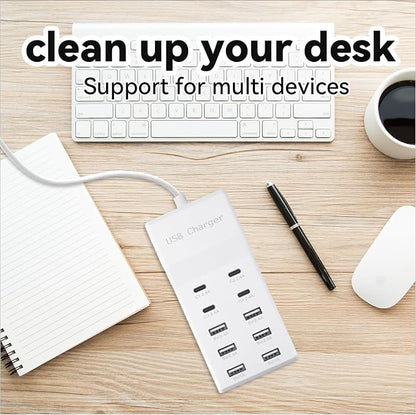 USB Charging Station with 6 USB-A & 4 USB-C Ports, 50W 10A USB Charger Block - Image 7
