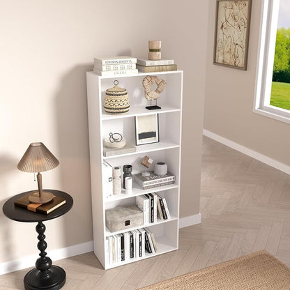 5 Tier Book Shelf, Wooden 5 Cube Storage Organizer, 54 Inch Versatile Cubes - Image 7