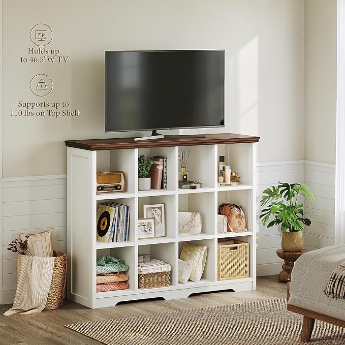 OffiGo 12 Cube Organizer Bookcase, Modern Farmhouse Open Shelf - Image 4