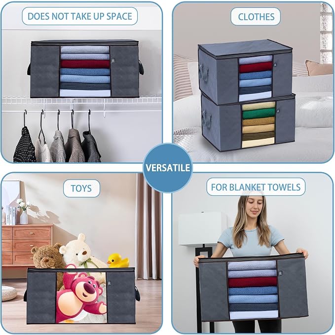 VENO 3 Pack Extra Large Clothes Storage Bag Organizer - Image 3