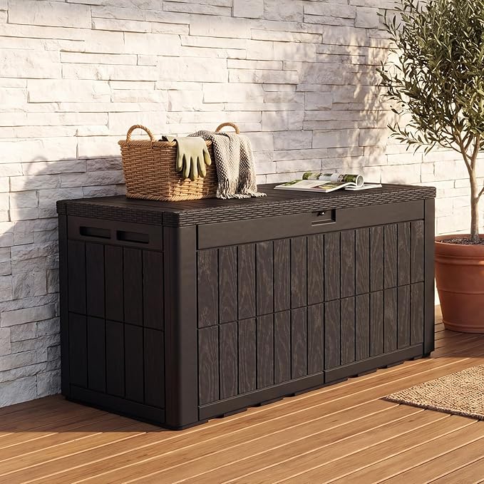 Quictent 100 Gallon Resin Deck Box, Weatherproof Waterproof Outdoor Storage - Image 2