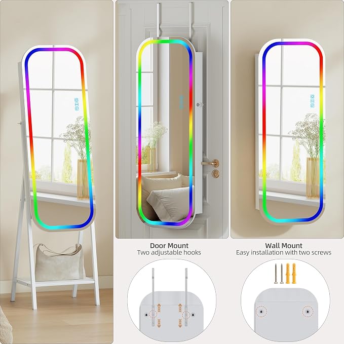 6 LED Mirror Jewelry Cabinet - Image 5