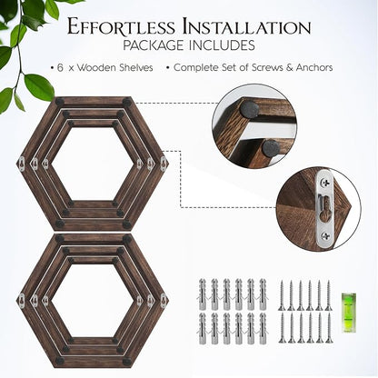 Hexagon Floating Shelves Set of 6 Honeycomb Shelves - Image 7