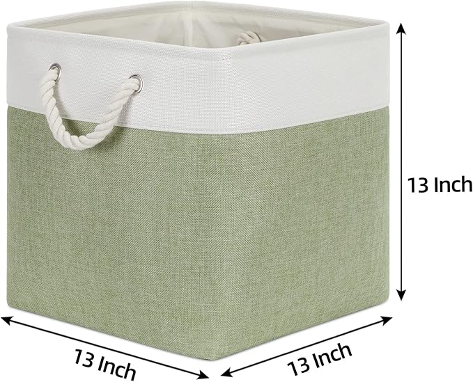 Bidtakay Cubby Storage Bins Set of 3 Fabric Baskets - Image 5