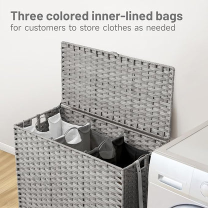 Laundry Hamper with Wheels, 52.8 Gallon Rolling Laundry Basket with Lid - Image 2