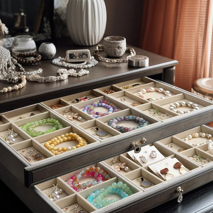 Highergo 8 Pcs Velvet Jewelry Trays Stackable Drawers Organizer Ring Earring - Image 5