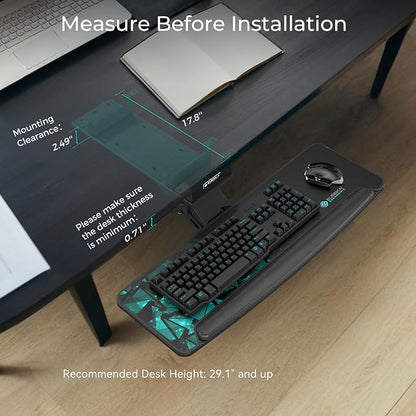 EUREKA ERGONOMIC Height Adjustable Mouse & Keyboard Tray Under Desk, 28x10'' - Image 4
