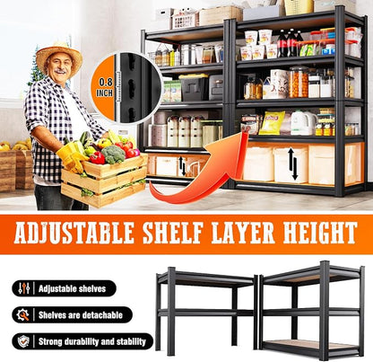 6 Pack Garage Shelving Heavy Duty Storage Shelves, Metal Adjustable Shelving - Image 4
