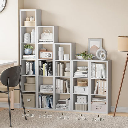 Tall Cube Storage Organizer Bookcase, 5 Tier 11 inch Open Back Cubical Shelf - Image 4