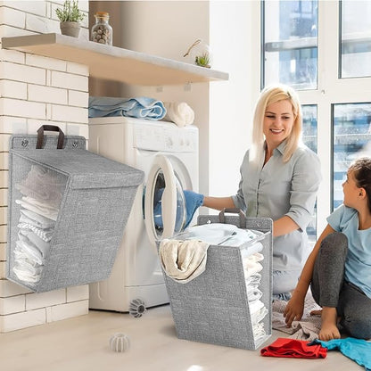 Wall Hanging Laundry Basket, Collapsible Laundry Hamper - Image 4