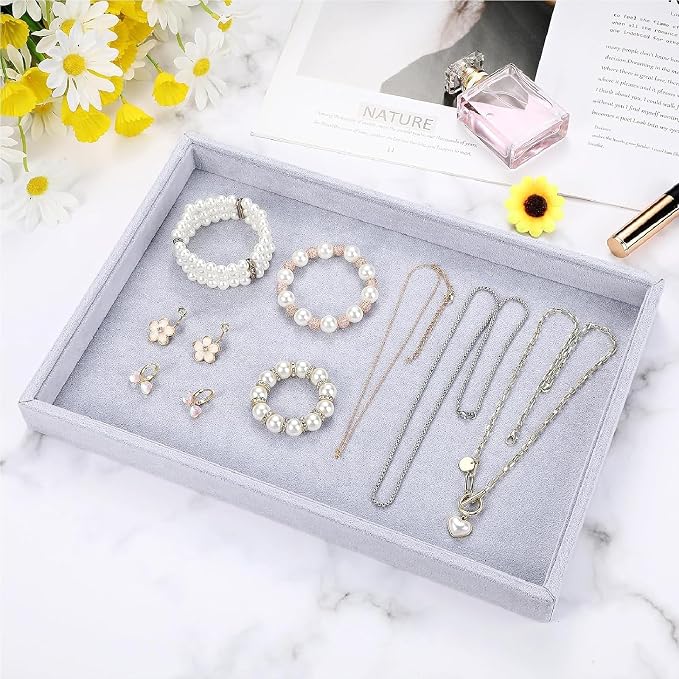 Quelay Velvet Stackable Jewelry Tray Showcase Display, Jewelry Organizer Tray - Image 6