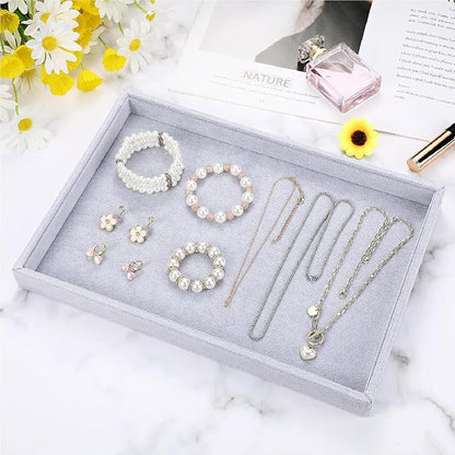 Quelay Velvet Stackable Jewelry Tray Showcase Display, Jewelry Organizer Tray - Image 6