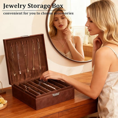 BEWISHOME Necklace Organizer Box, 2-Layer Jewelry Box to Save Space, Modern - Image 3