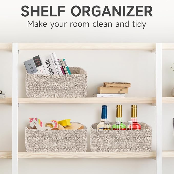 3-Pack Storage Baskets for Organizing | Woven Shelf Toy Basket | Rope Baskets - Image 7