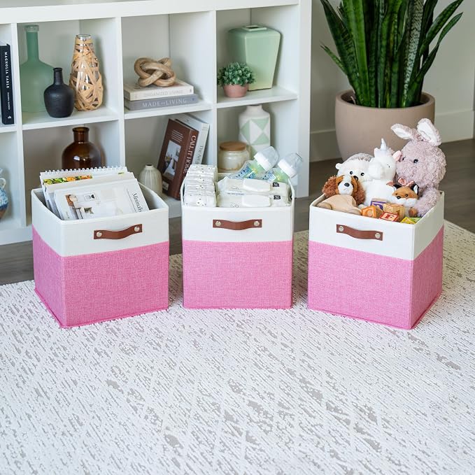 OrganiHaus 12" x 12" x 12" Fabric Cube Storage Bins - Image 4